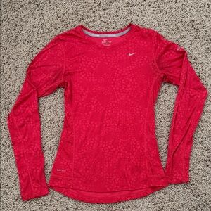 Nike Running Dri Fit Women's Long Sleeve Red Top